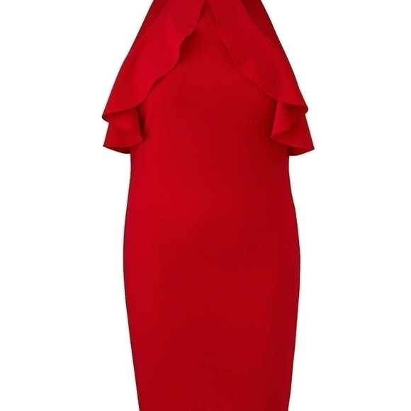 AX Paris Curve Womens 20 Red Reuffle Detail Midi Summer Dress NWT - Picture 2 of 12